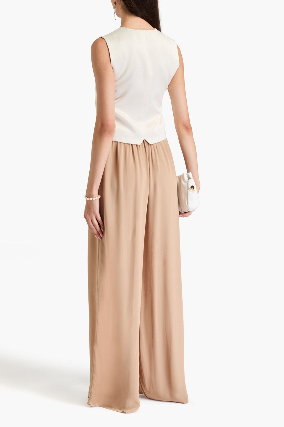 Theory Crepe Wide-leg Pants In Sand