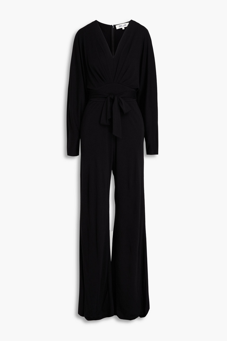 Diane Von Furstenberg Fanny Lyocell And Wool-blend Jersey Wide-leg Jumpsuit In Black