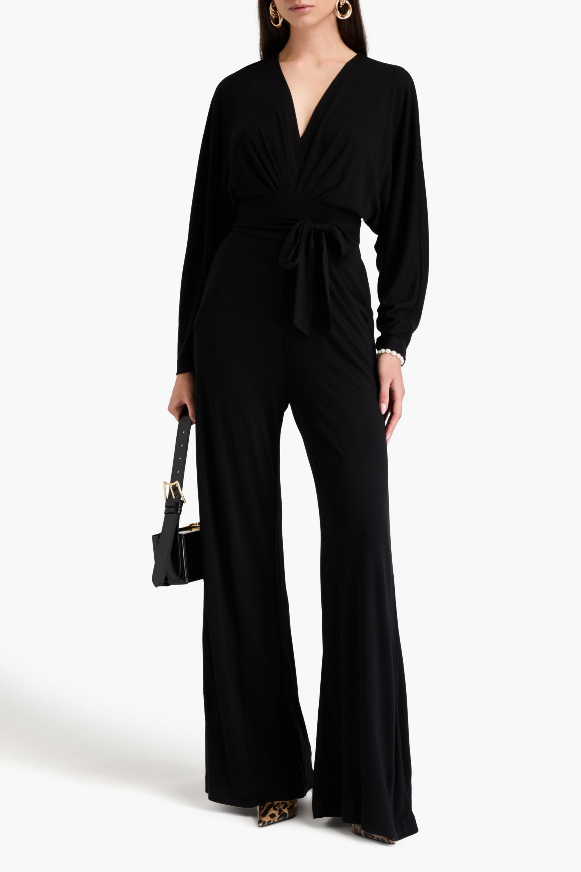 Diane von Furstenberg Fanny Lyocell and wool-blend jersey wide-leg jumpsuit