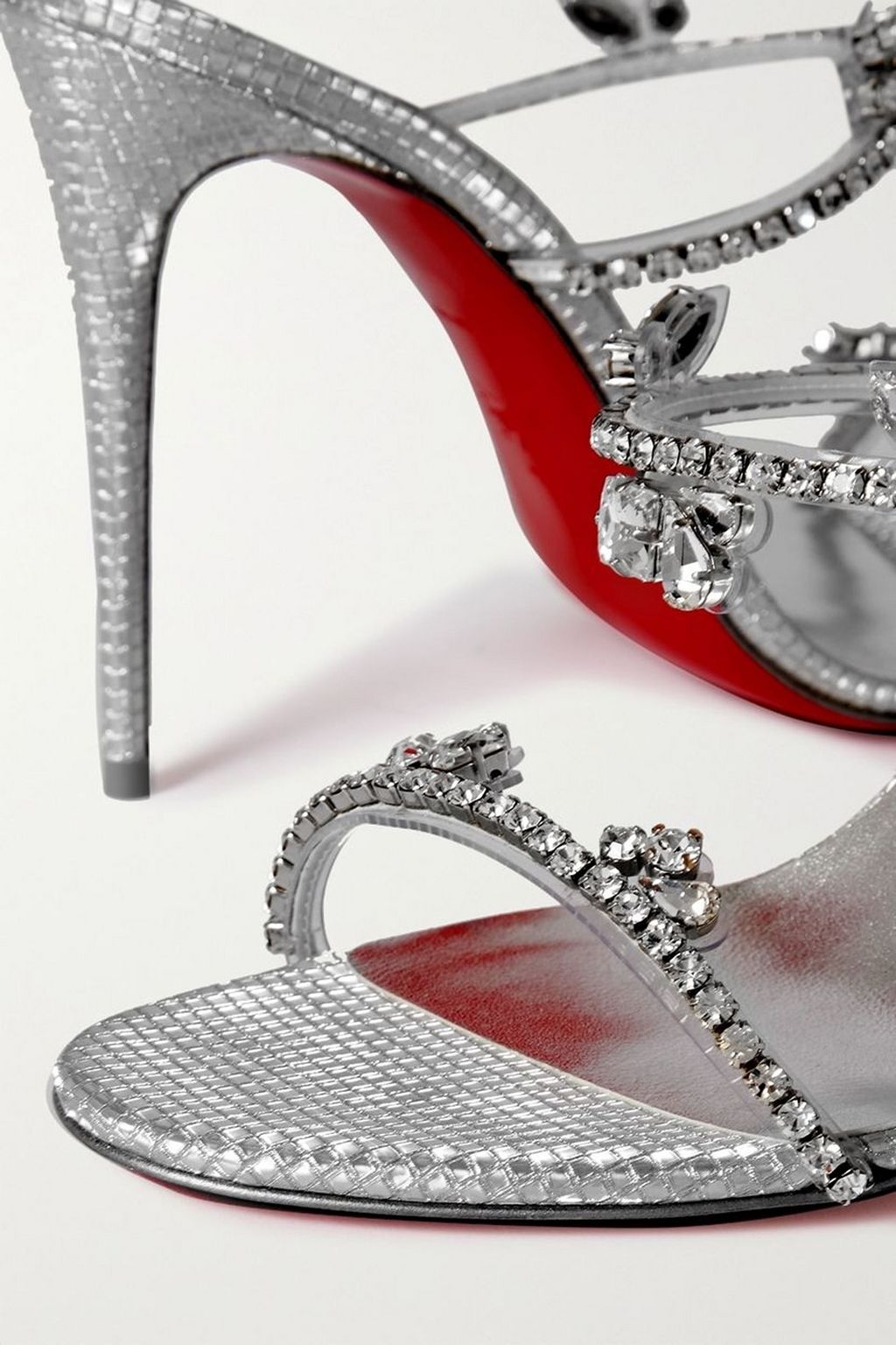 CHRISTIAN LOUBOUTIN Just Queen 100 crystal-embellished PVC and leather mules