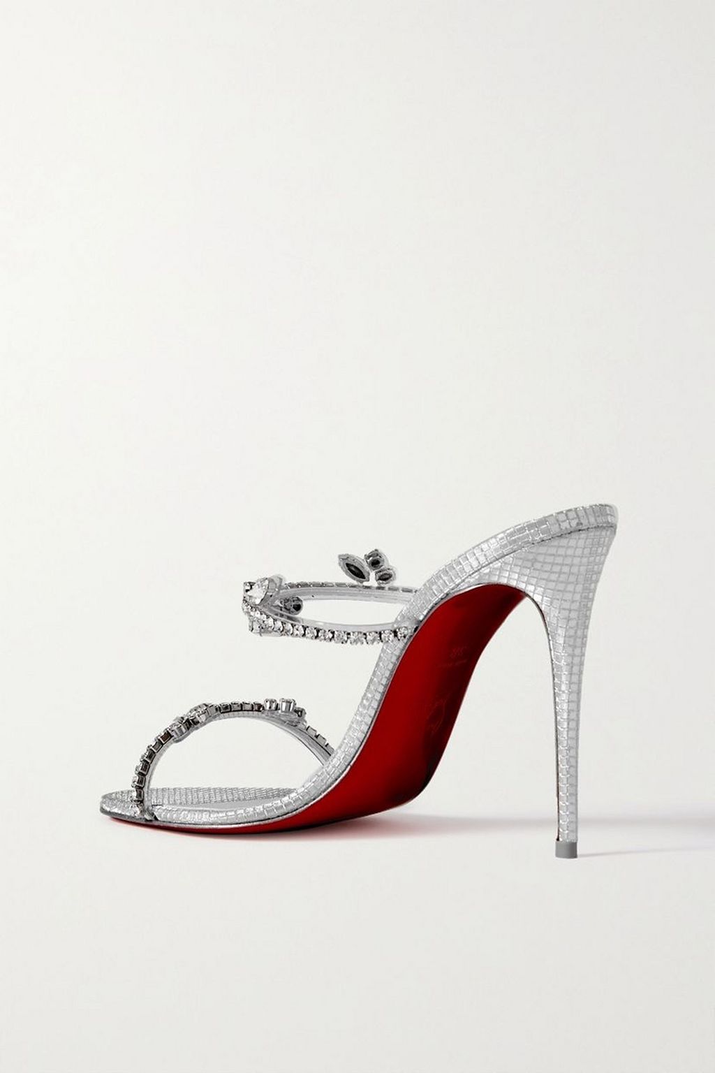 CHRISTIAN LOUBOUTIN Just Queen 100 crystal-embellished PVC and leather mules