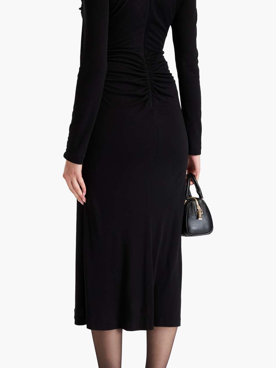 sylviana ruched lyocell and wool-blend jersey midi dress