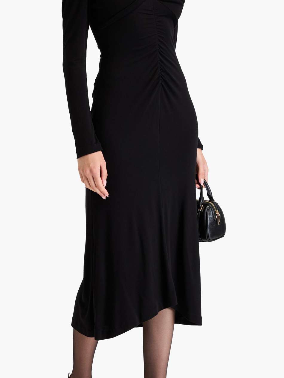 sylviana ruched lyocell and wool-blend jersey midi dress