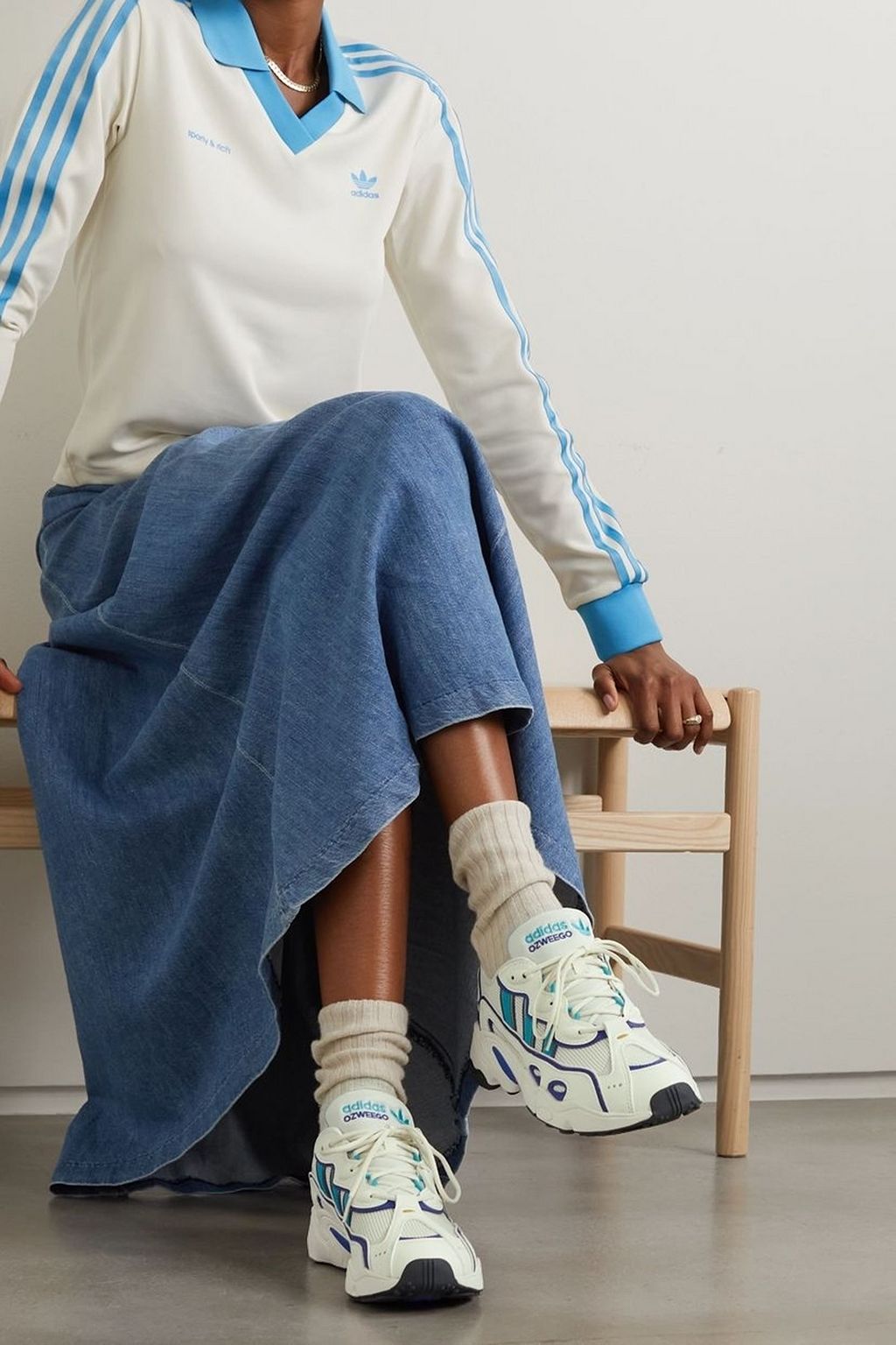 ADIDAS ORIGINALS Ozweego leather-trimmed mesh and rubber sneakers