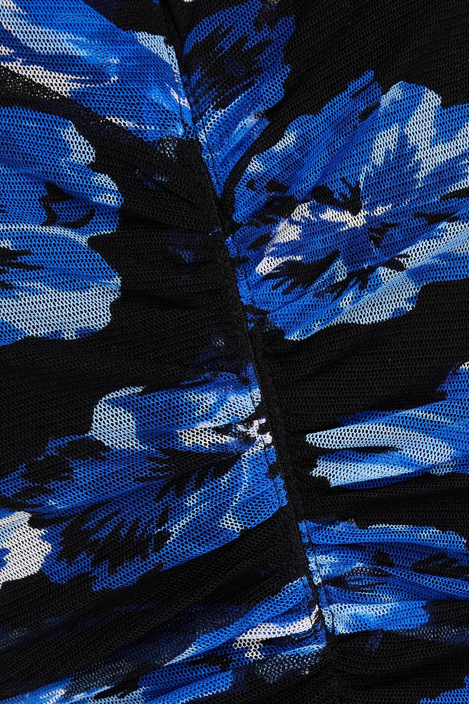 Diane Von Furstenberg Alabama Ruched Floral-print Stretch-mesh Midi Dress In Cobalt Blue
