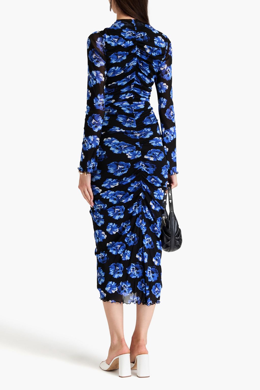 DIANE VON FURSTENBERG Alabama ruched floral-print stretch-mesh midi dress