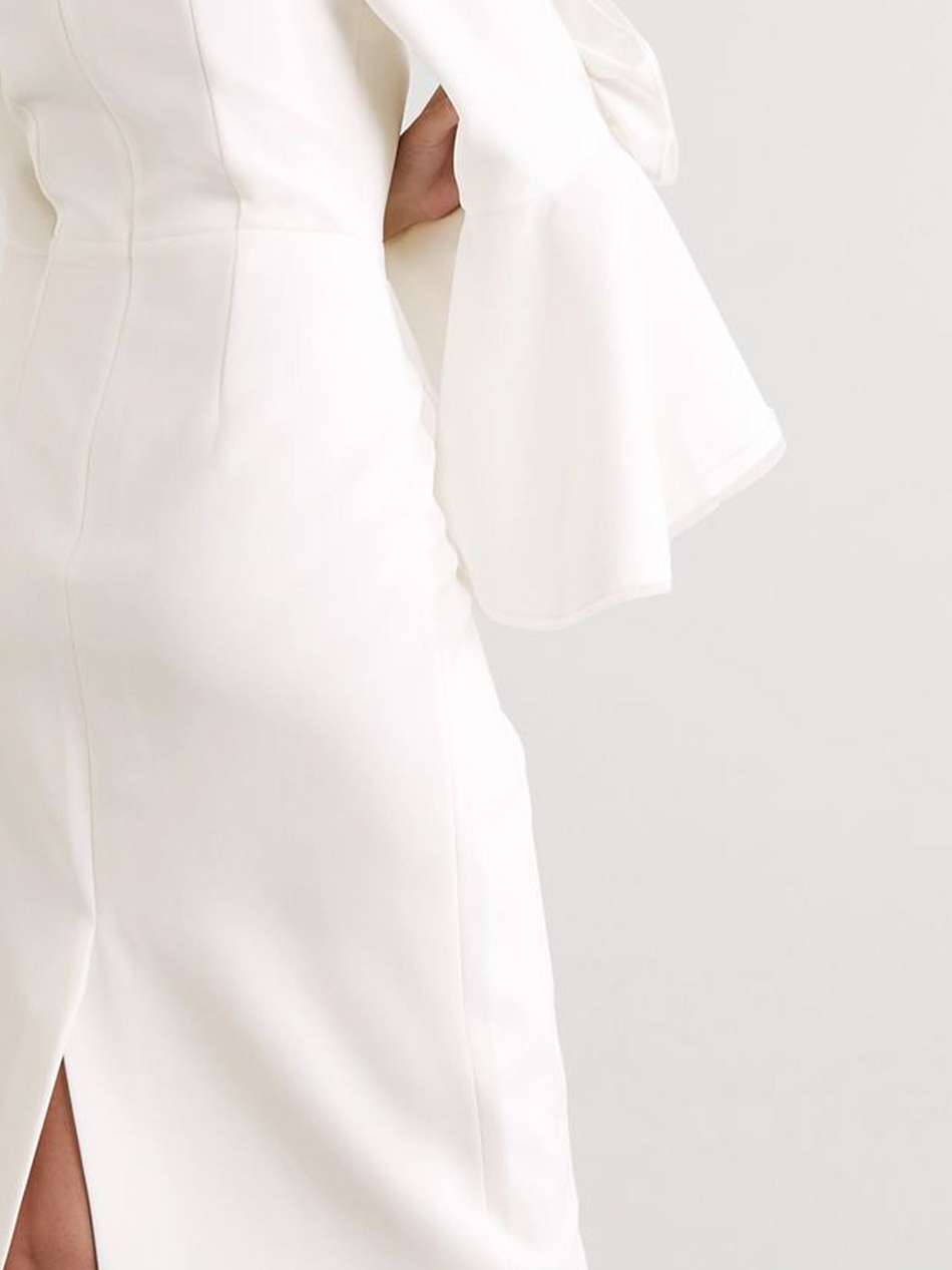 camellia tulle-trimmed ruffled crepe dress