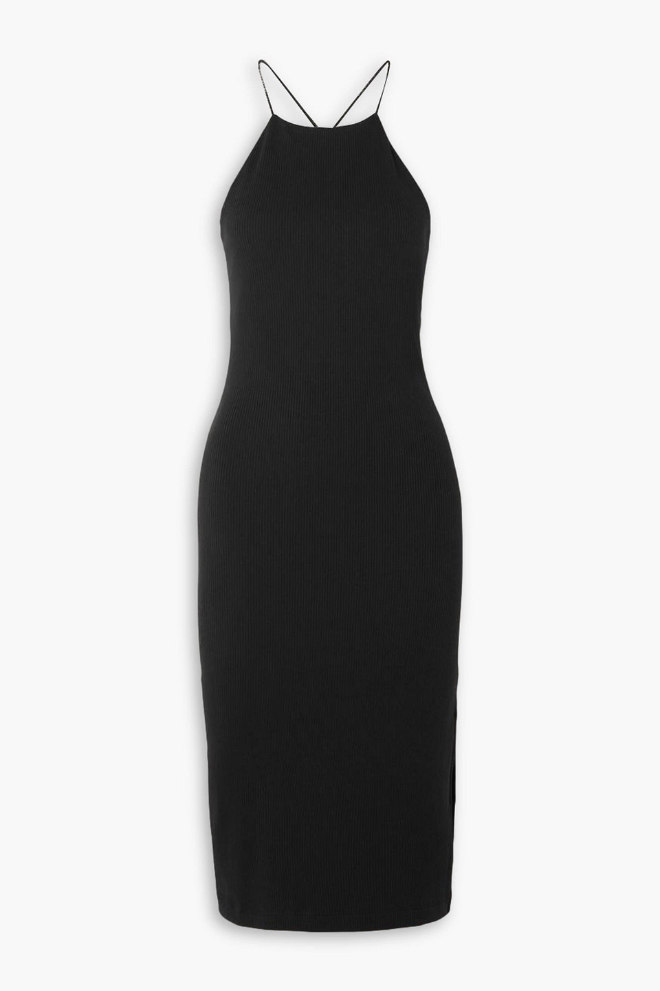 Skin Inayah Open-back Ribbed Stretch-pima Cotton Midi Dress In Black