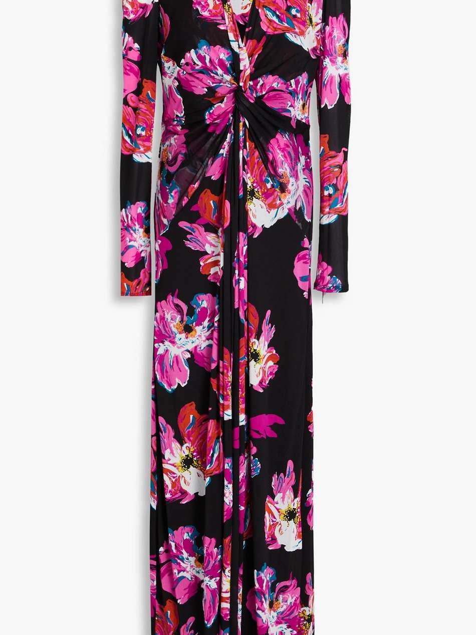 kassia floral-print stretch-mesh maxi dress