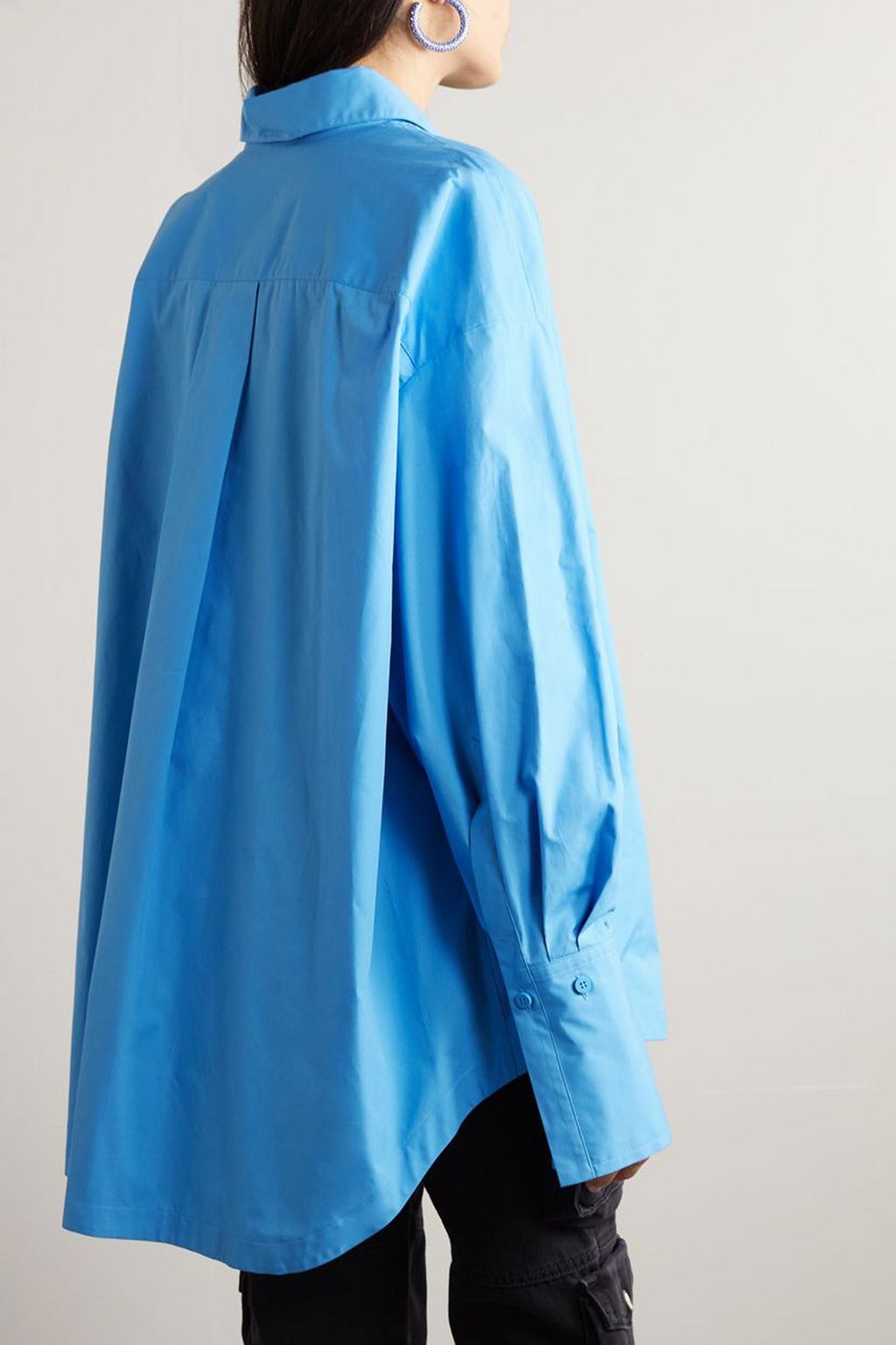 THE ATTICO Diana oversized asymmetric embroidered cotton-poplin shirt
