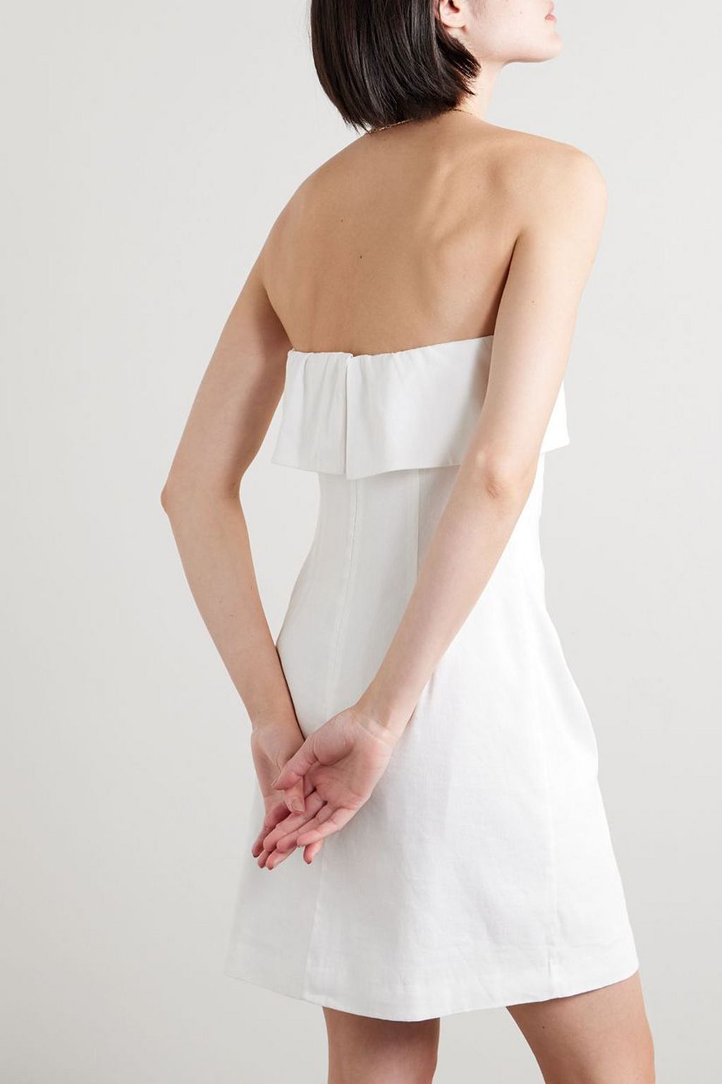 THEORY Strapless linen-blend mini dress