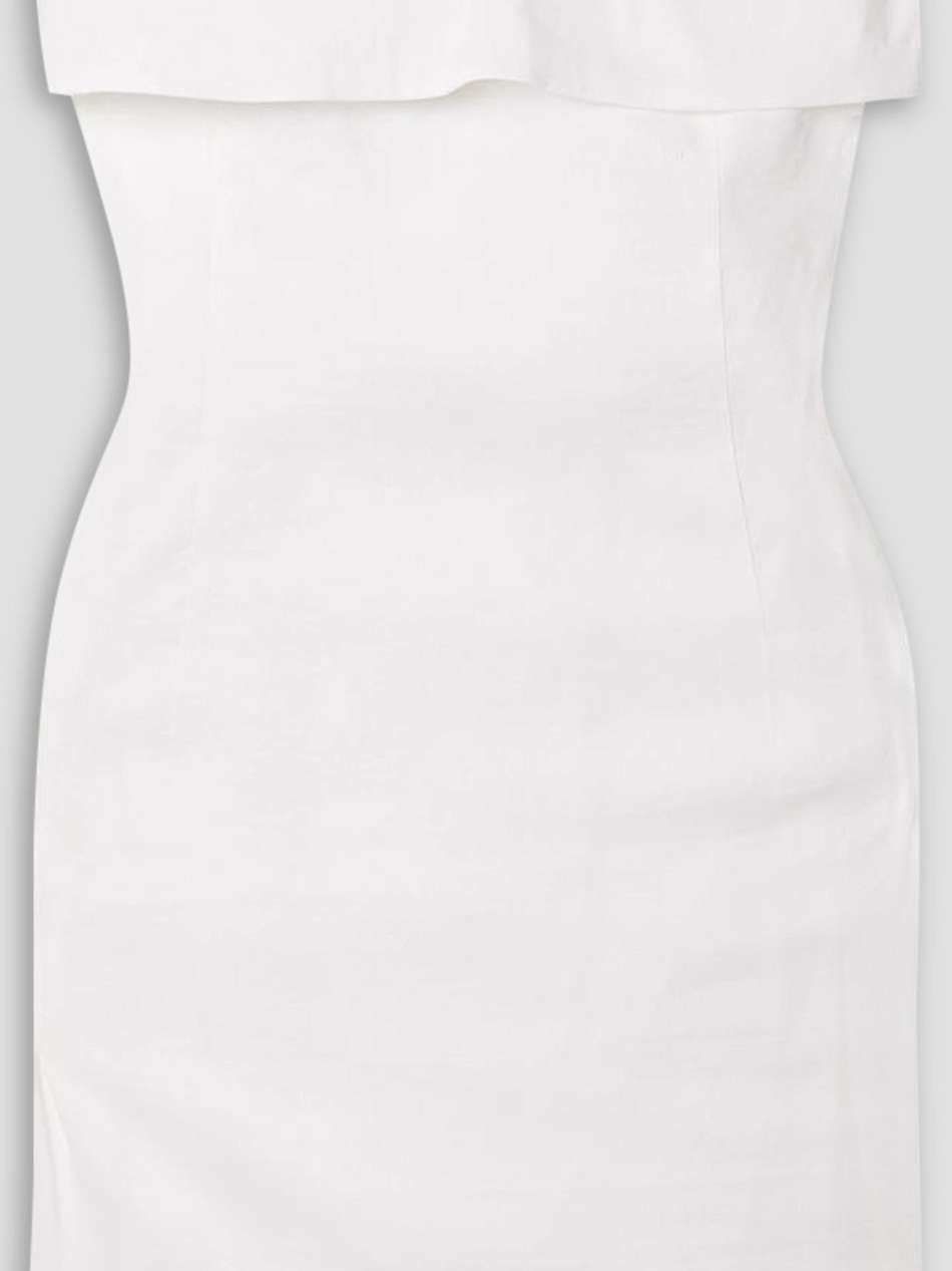 strapless linen-blend mini dress