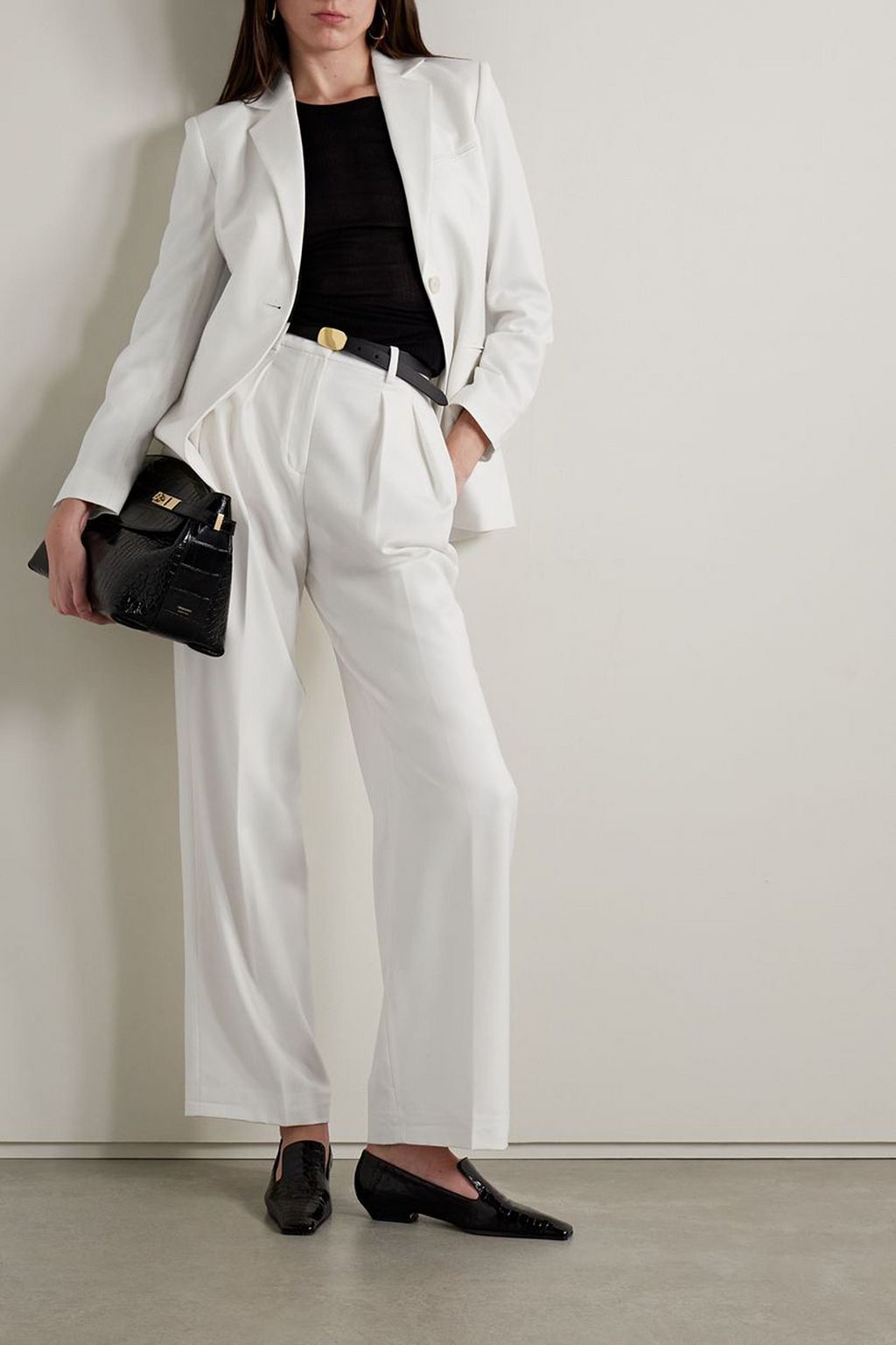 THEORY Pleated wool-flannel wide-leg pants