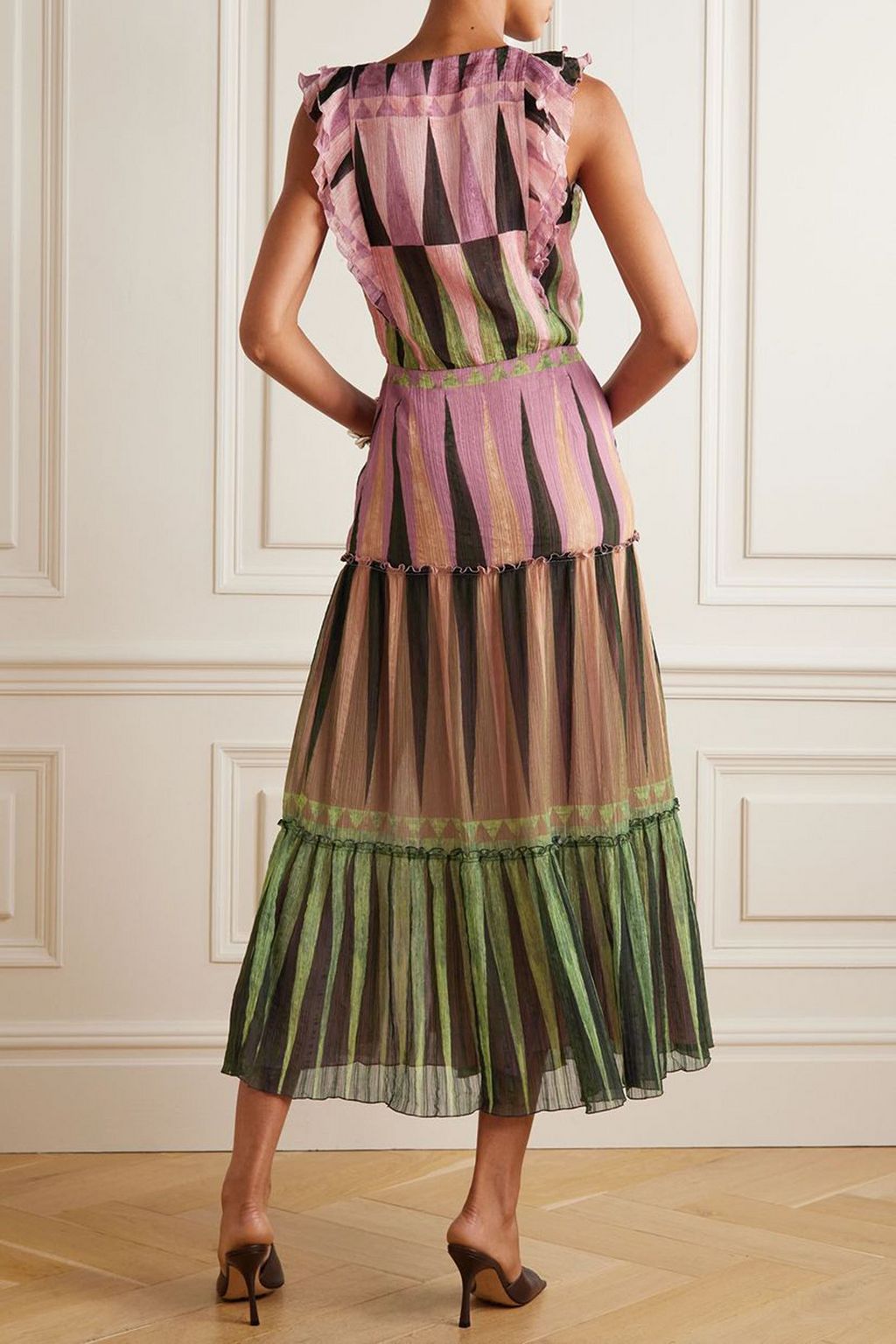 ALTUZARRA Jorma tiered printed cotton and silk-blend crepon midi dress