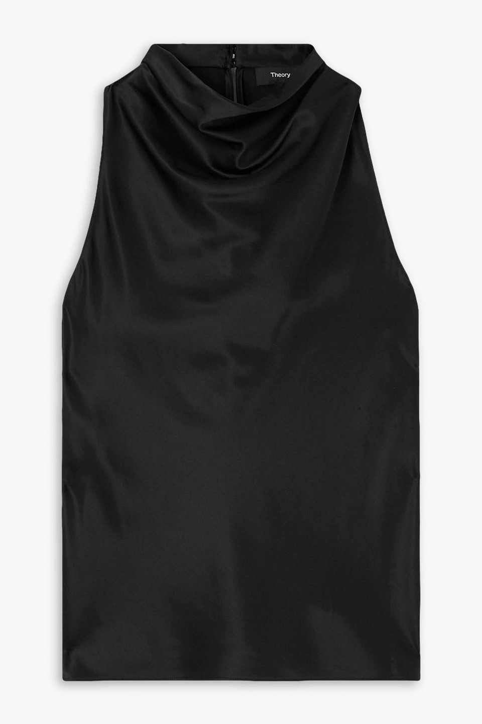 Theory High-neck Satin Tank Top In Black