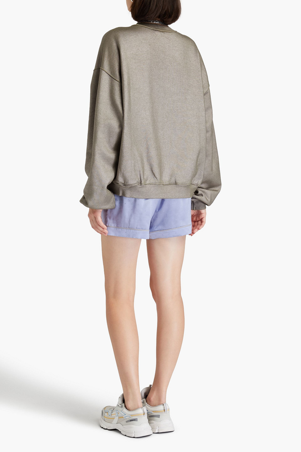  Alexander Wang - Embossed Metallic French Cotton-terry Sweatshirt - Neutral - Xl 