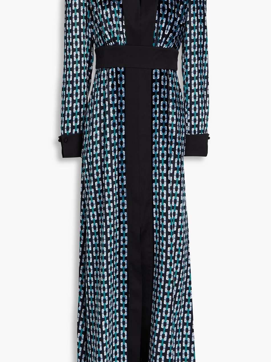 libby satin-trimmed printed velvet maxi dress