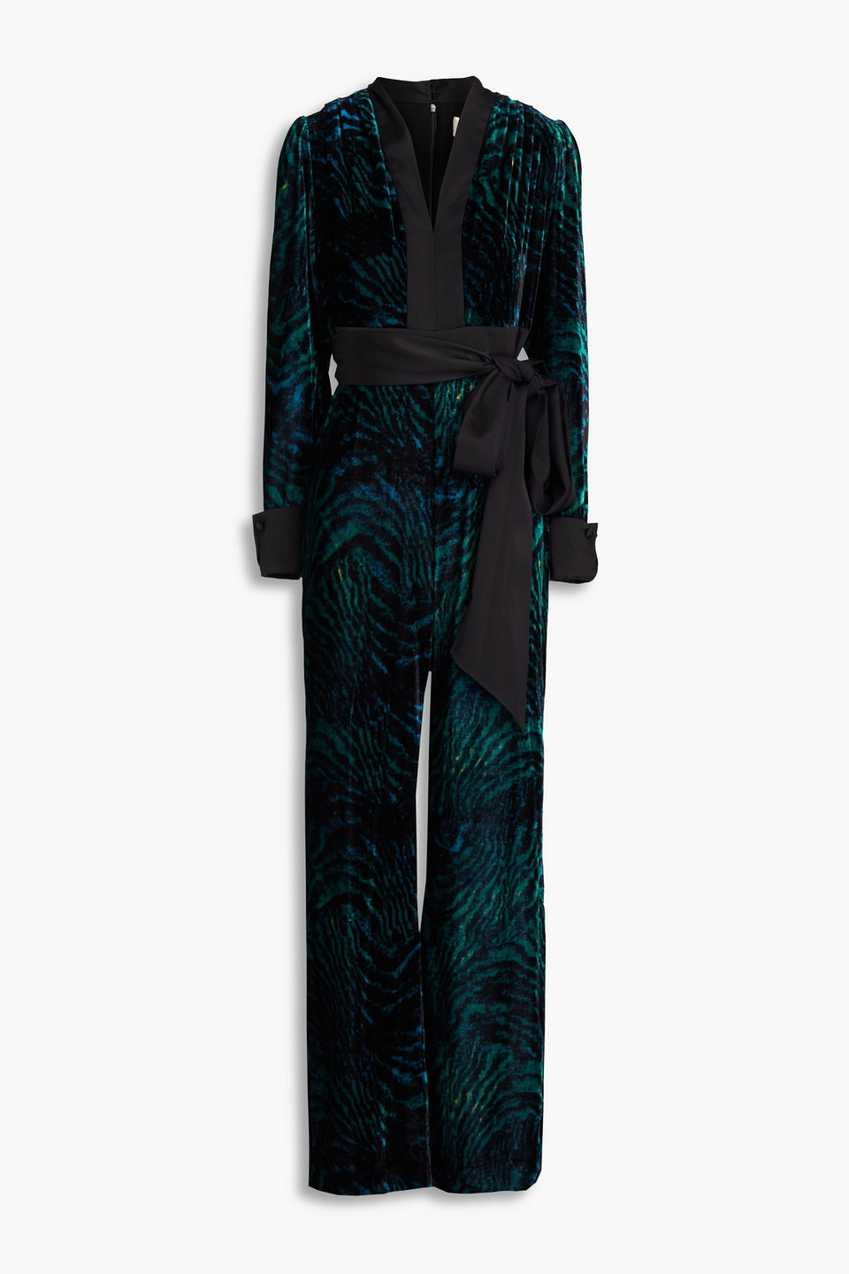 Vegas tiger-print velvet jumpsuit