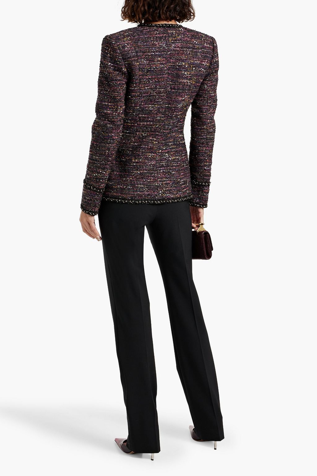 REBECCA VALLANCE Monet frayed metallic tweed jacket