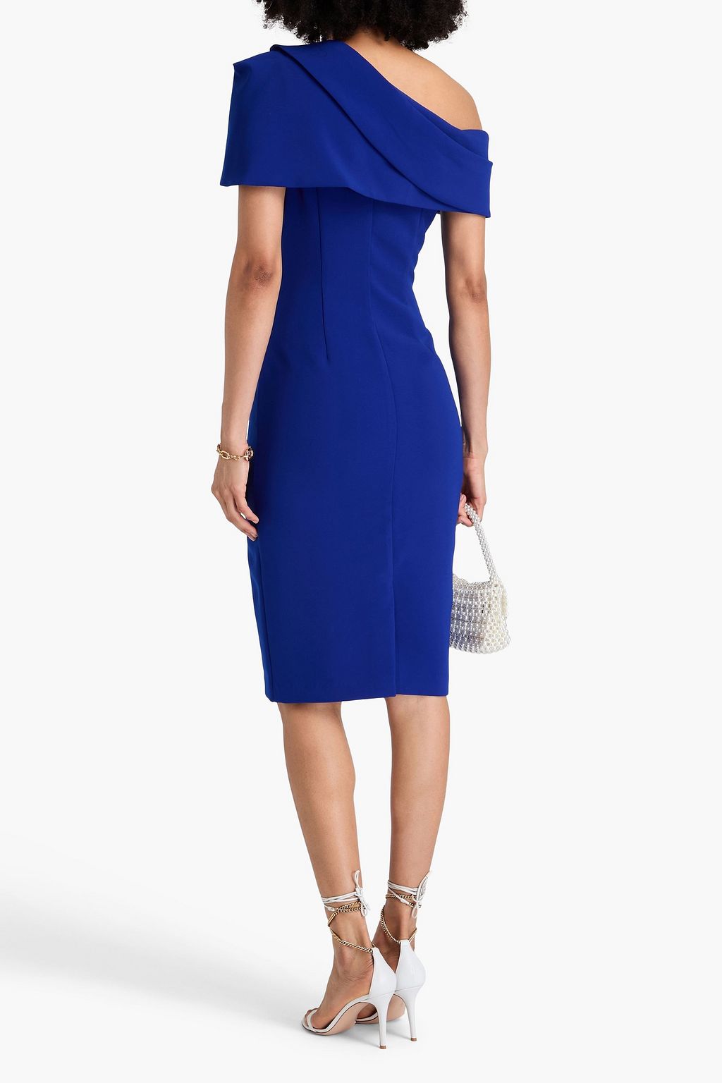 Badgley mischka asymmetric draped crepe gown sales