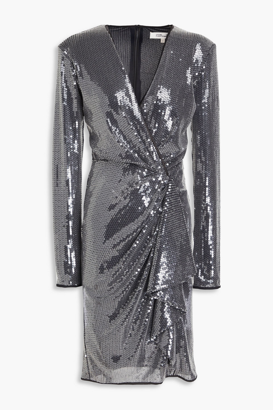 Diane Von Furstenberg Lexa Sequined Tulle Dress In Gunmetal