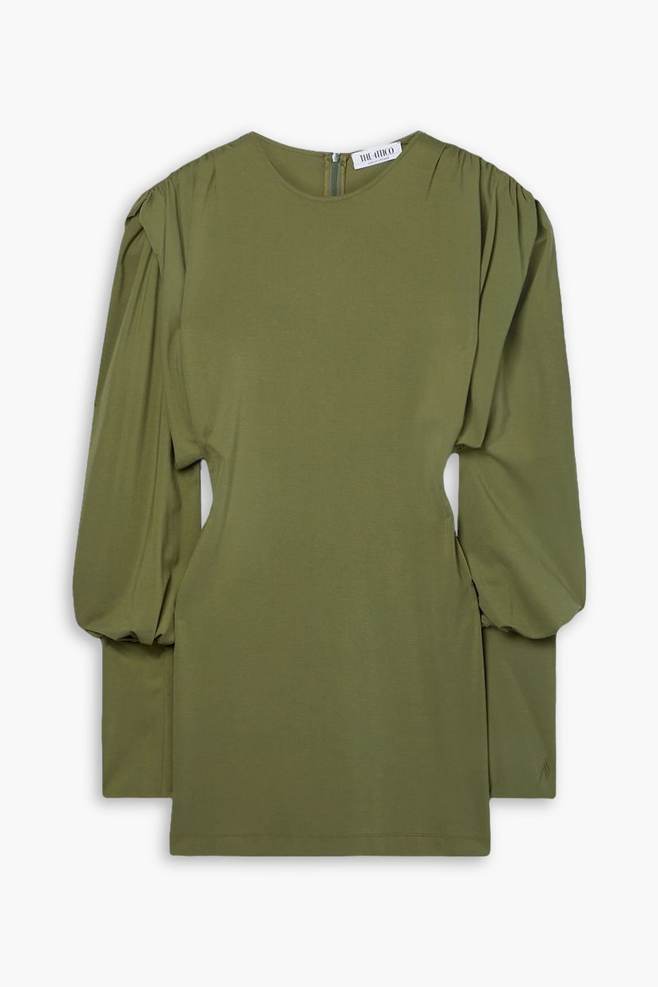 Attico Quinn Draped Stretch-jersey Mini Dress In Army Green