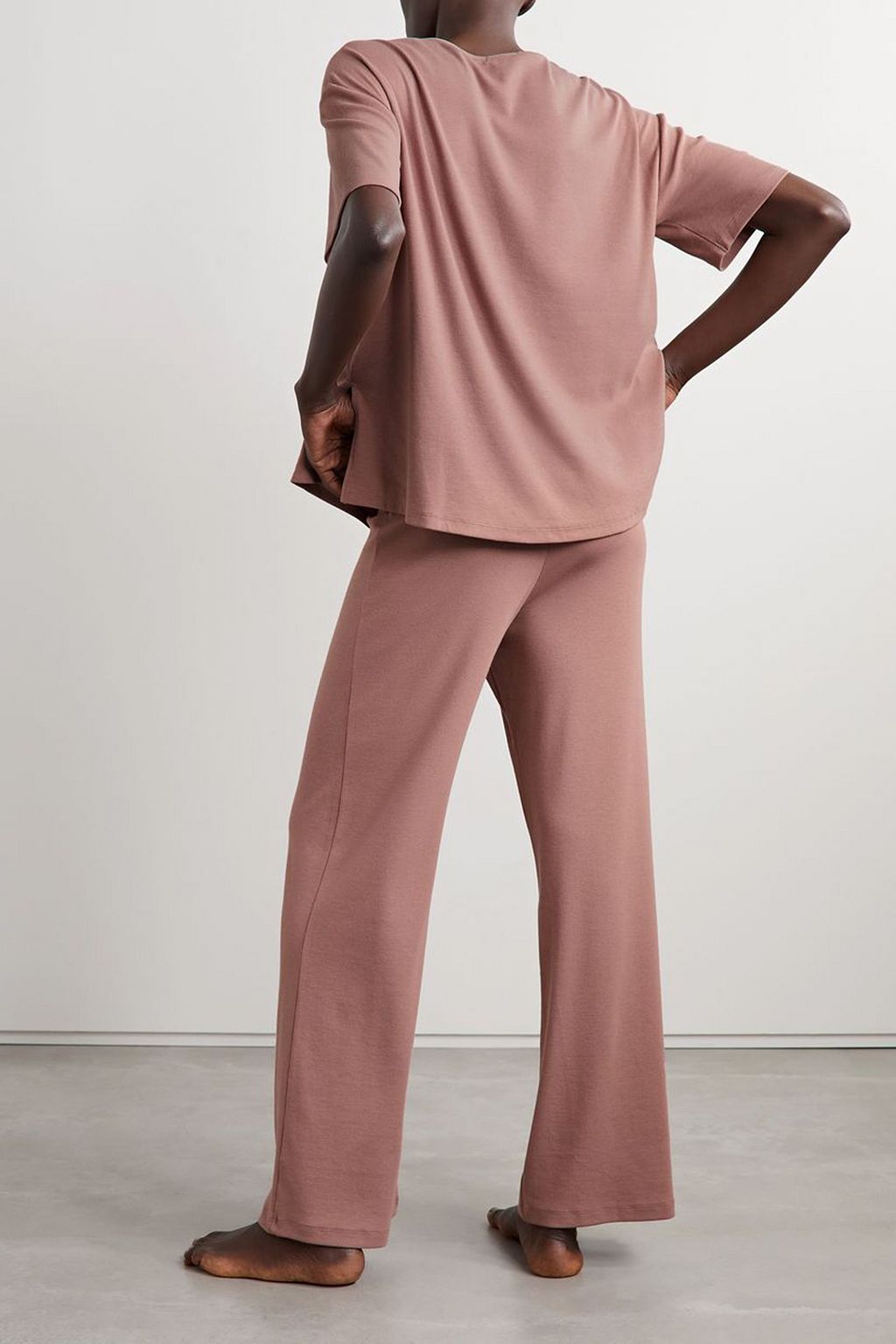 SKIN Nalani and Narine ribbed stretch Pima cotton and modal-blend pajama set