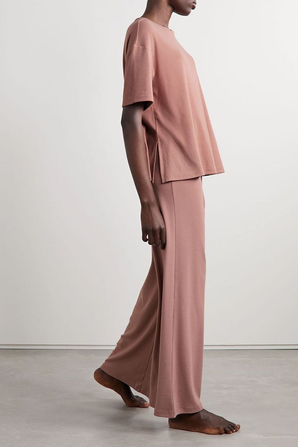 SKIN Nalani and Narine ribbed stretch Pima cotton and modal-blend pajama set