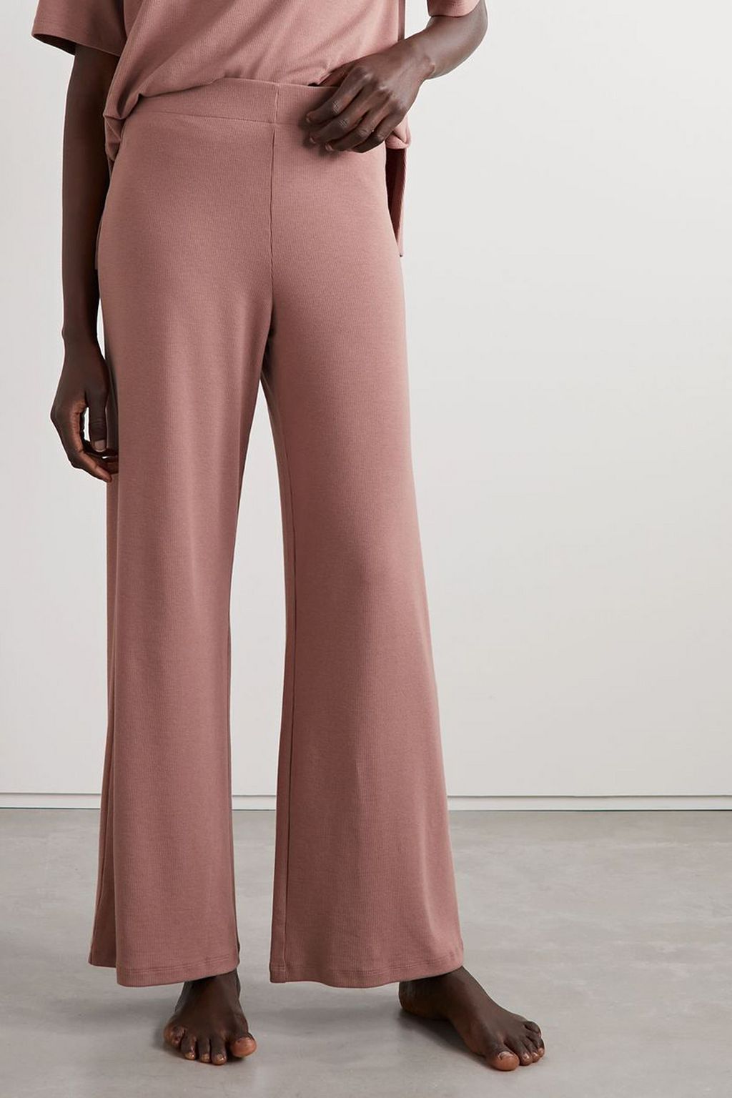 SKIN Nalani and Narine ribbed stretch Pima cotton and modal-blend pajama set