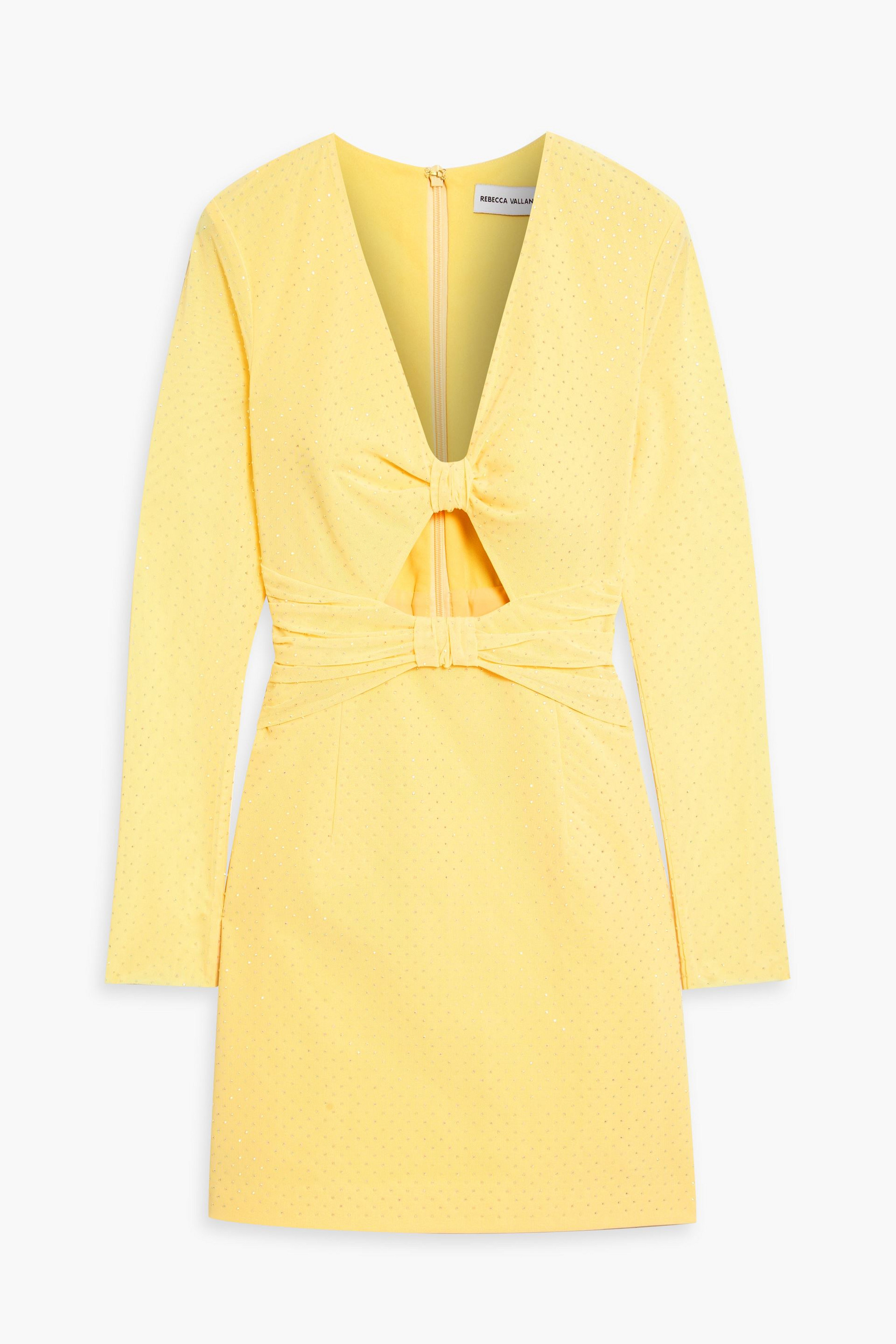 Rebecca Vallance Crystal-embellished knotted cutout tulle mini dress