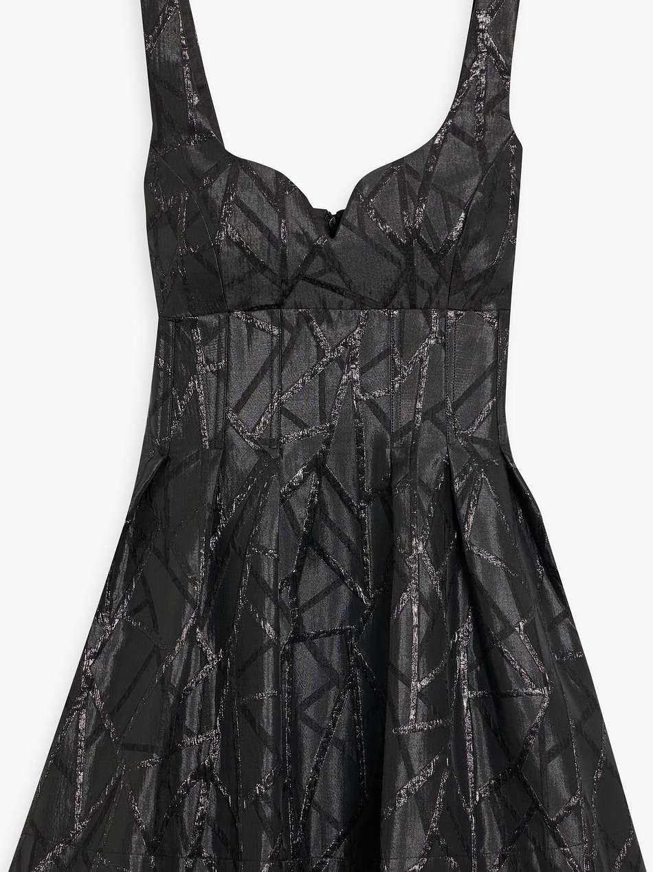 colette pleated metallic jacquard mini dress