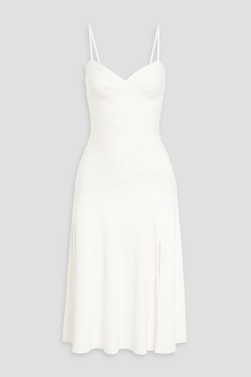 Herve Leger Stretch Jersey-paneled Bandage Dress In White