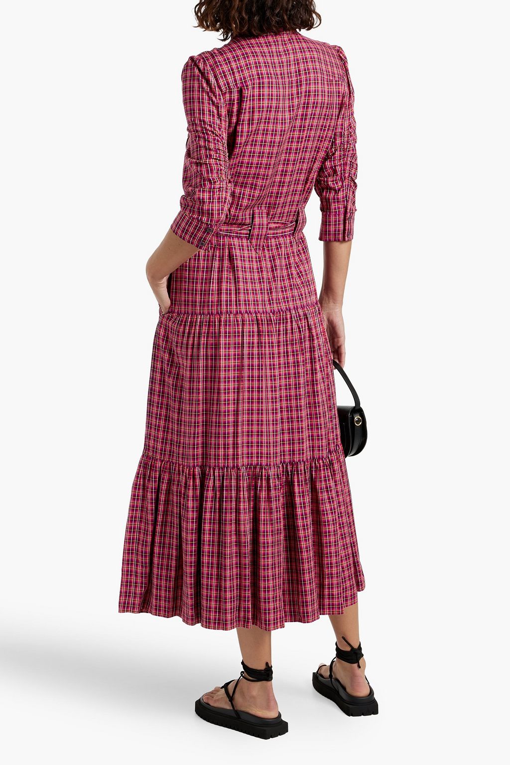 DEREK LAM 10 CROSBY Belted checked woven midi dress