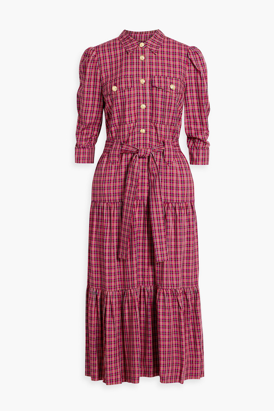 Derek Lam 10 Crosby Belted Checked Woven Mini Dress In Red