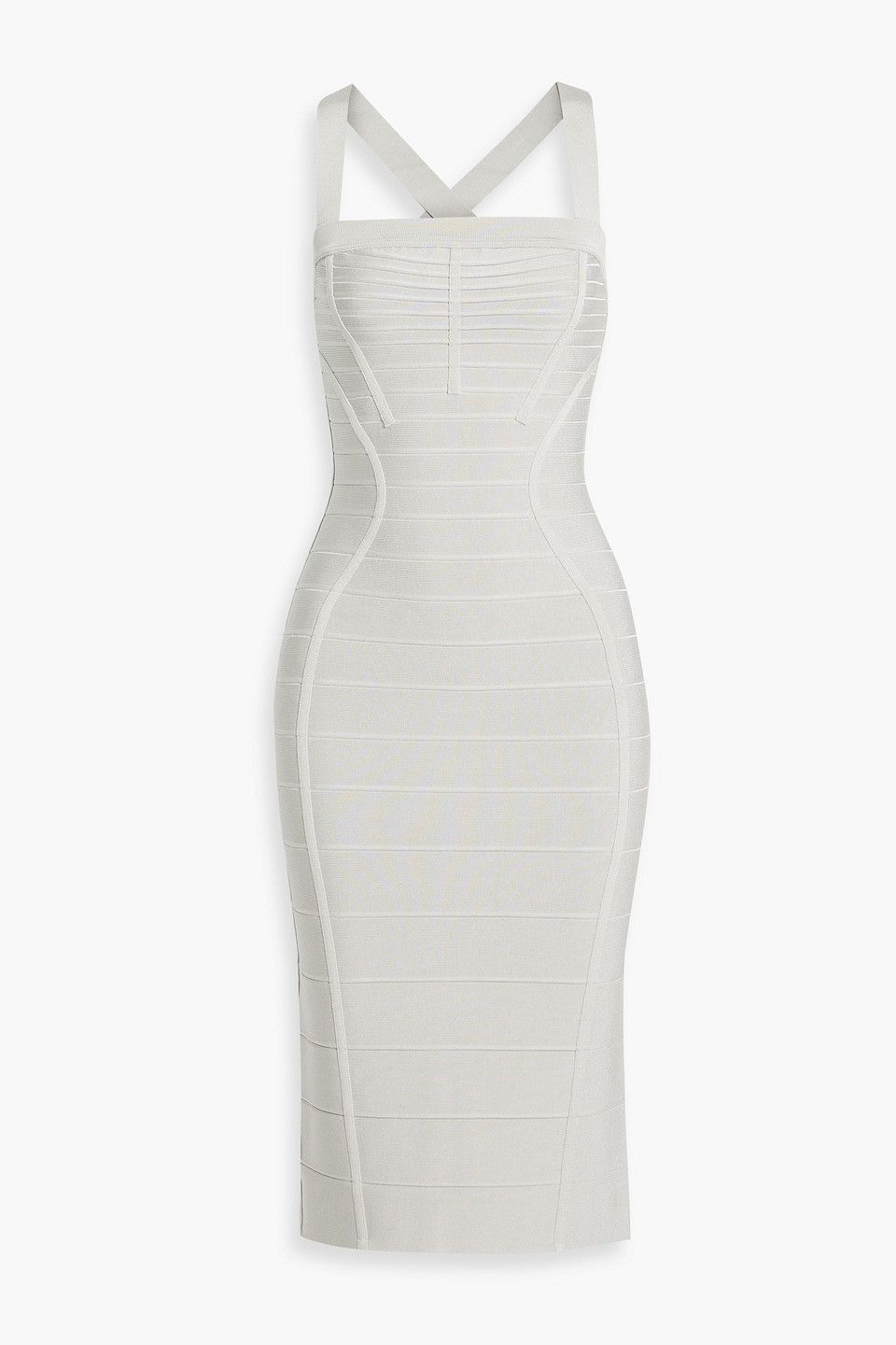 Herve Leger Kleid Aus Bandage In Steingrau