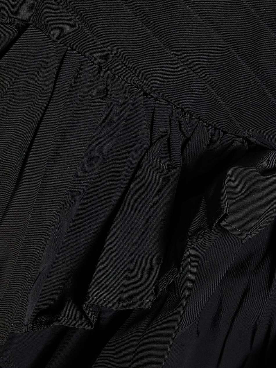off-the-shoulder pleated ruffled taffeta gown