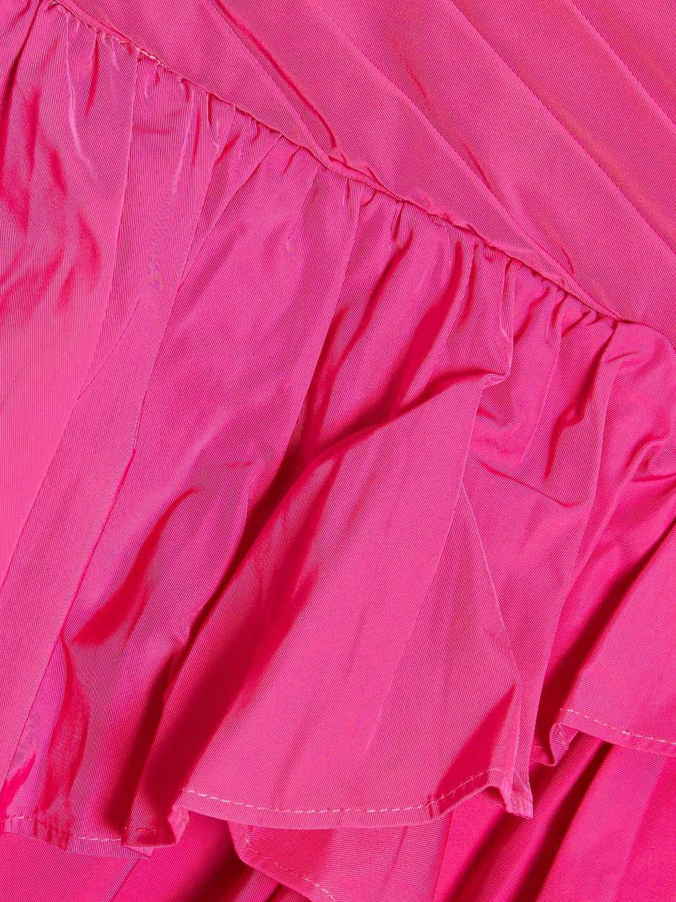 off-the-shoulder pleated ruffled taffeta gown