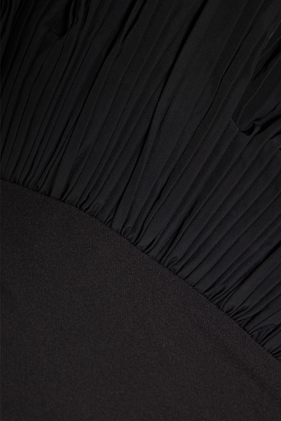 Shop Marchesa Notte Pleated Poplin-paneled Stretch-jersey Maxi Dress In Black