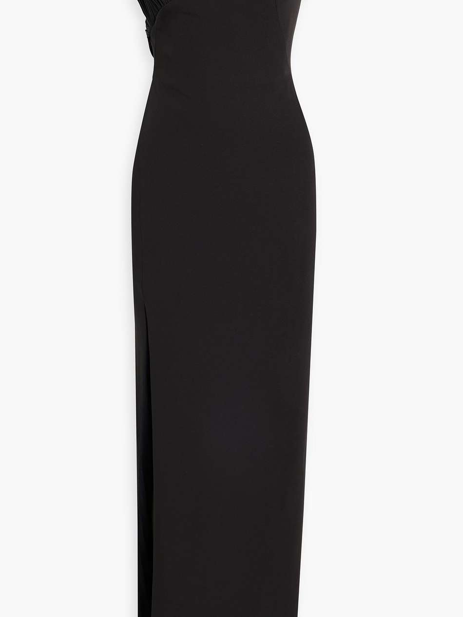 pleated poplin-paneled stretch-jersey maxi dress