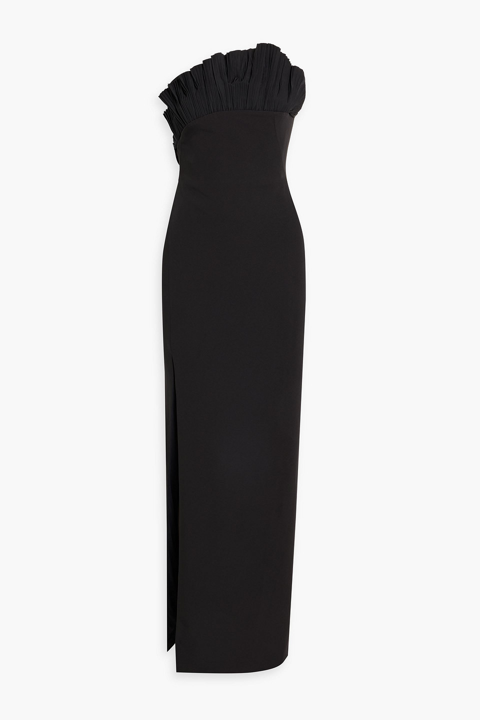 Shop Marchesa Notte Pleated Poplin-paneled Stretch-jersey Maxi Dress In Black