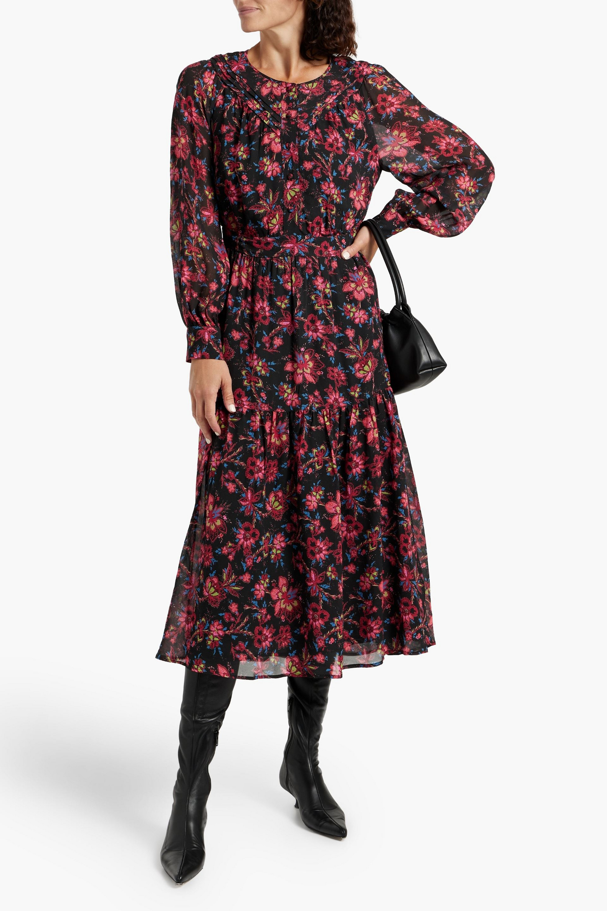 DEREK LAM 10 CROSBY Tracy floral-printed chiffon midi dress