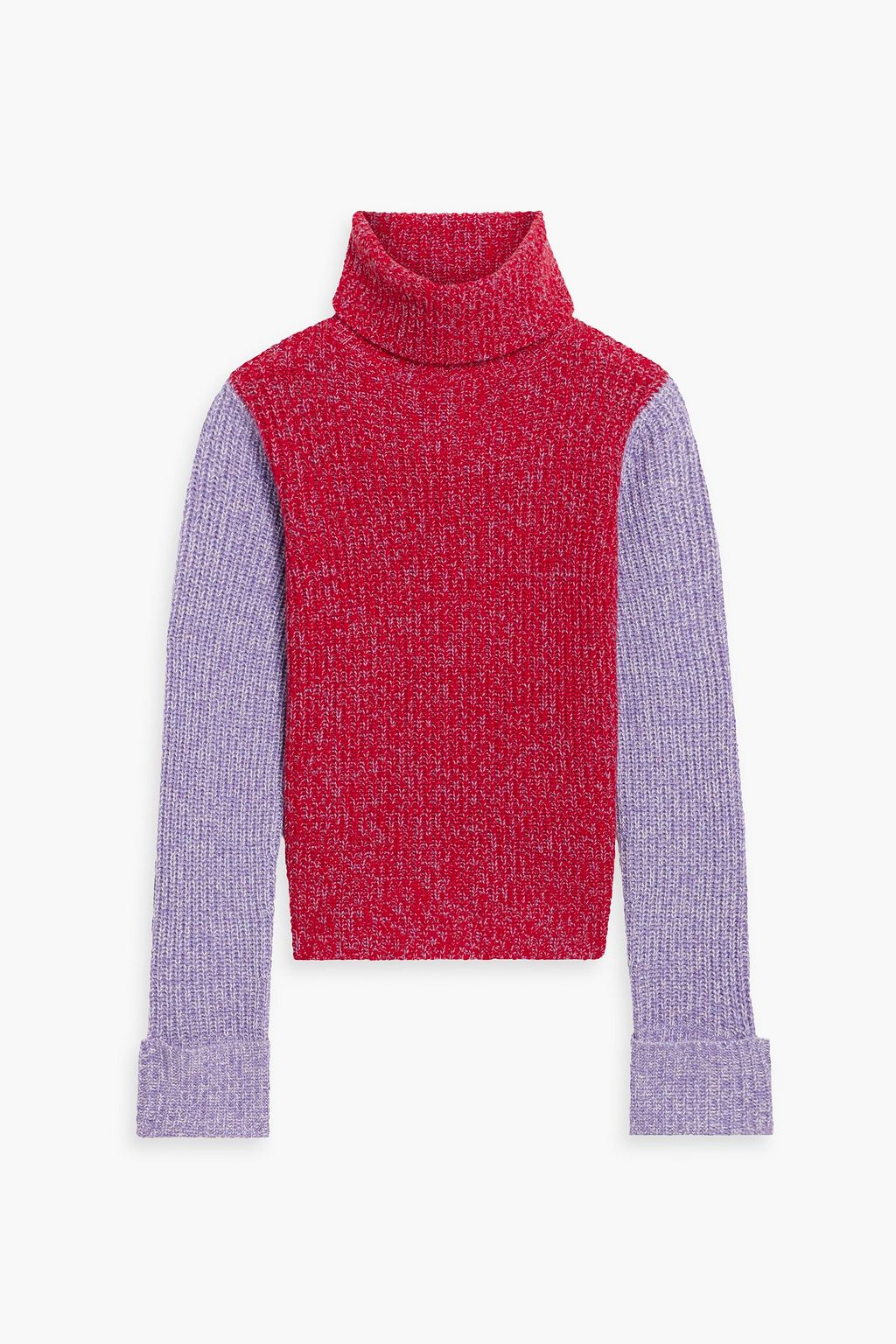 Autumn Cashmere Color Block Cashmere Turtleneck Sweater Women Lavender Knitwear L
