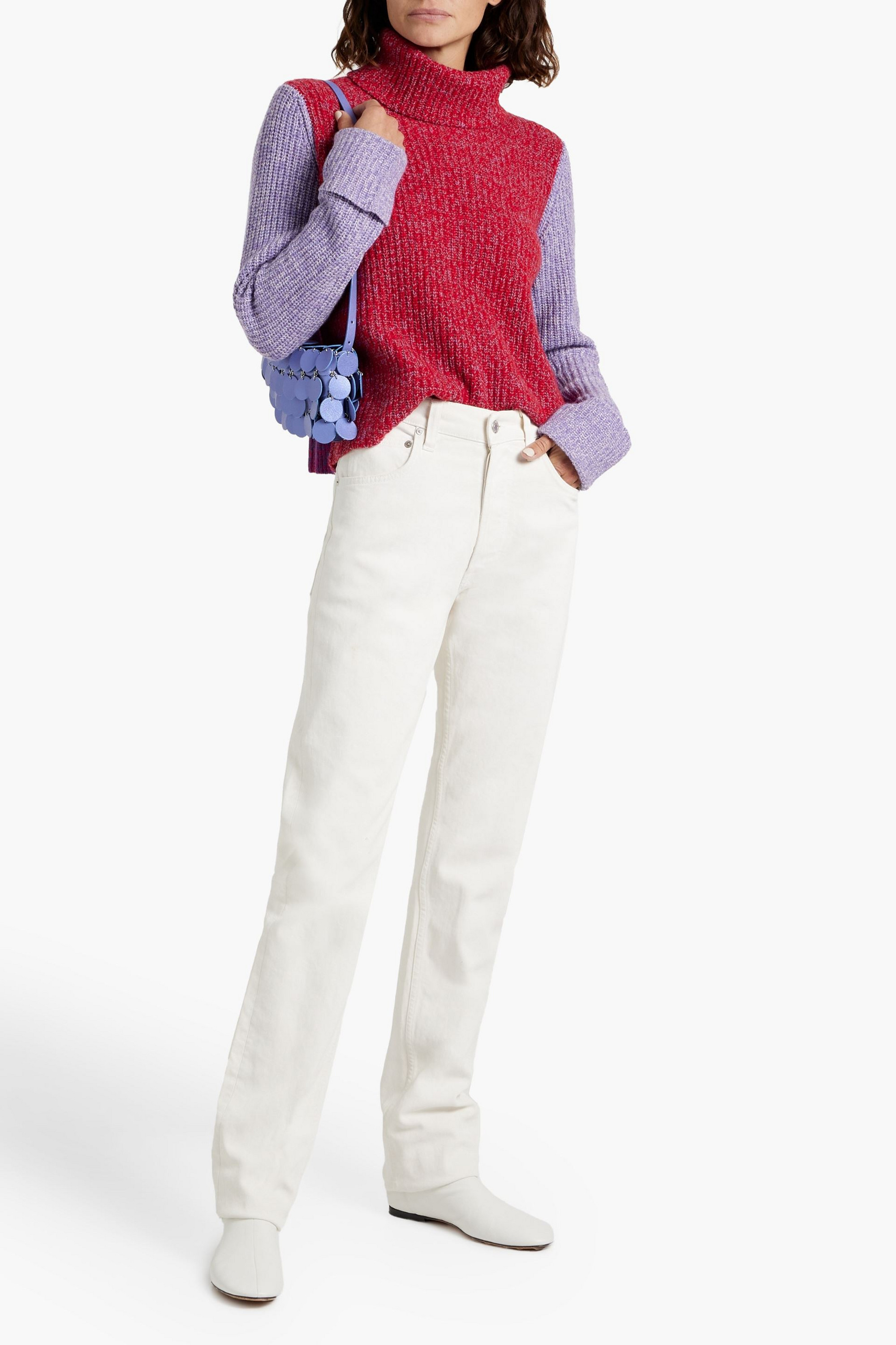 Autumn Cashmere Color-block cashmere turtleneck sweater