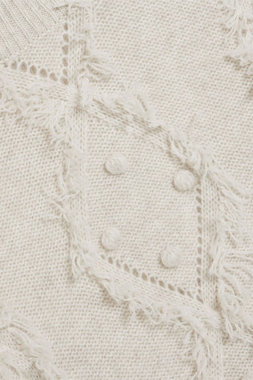 AUTUMN CASHMERE Pompom-embellished cable-knit cashmere sweater