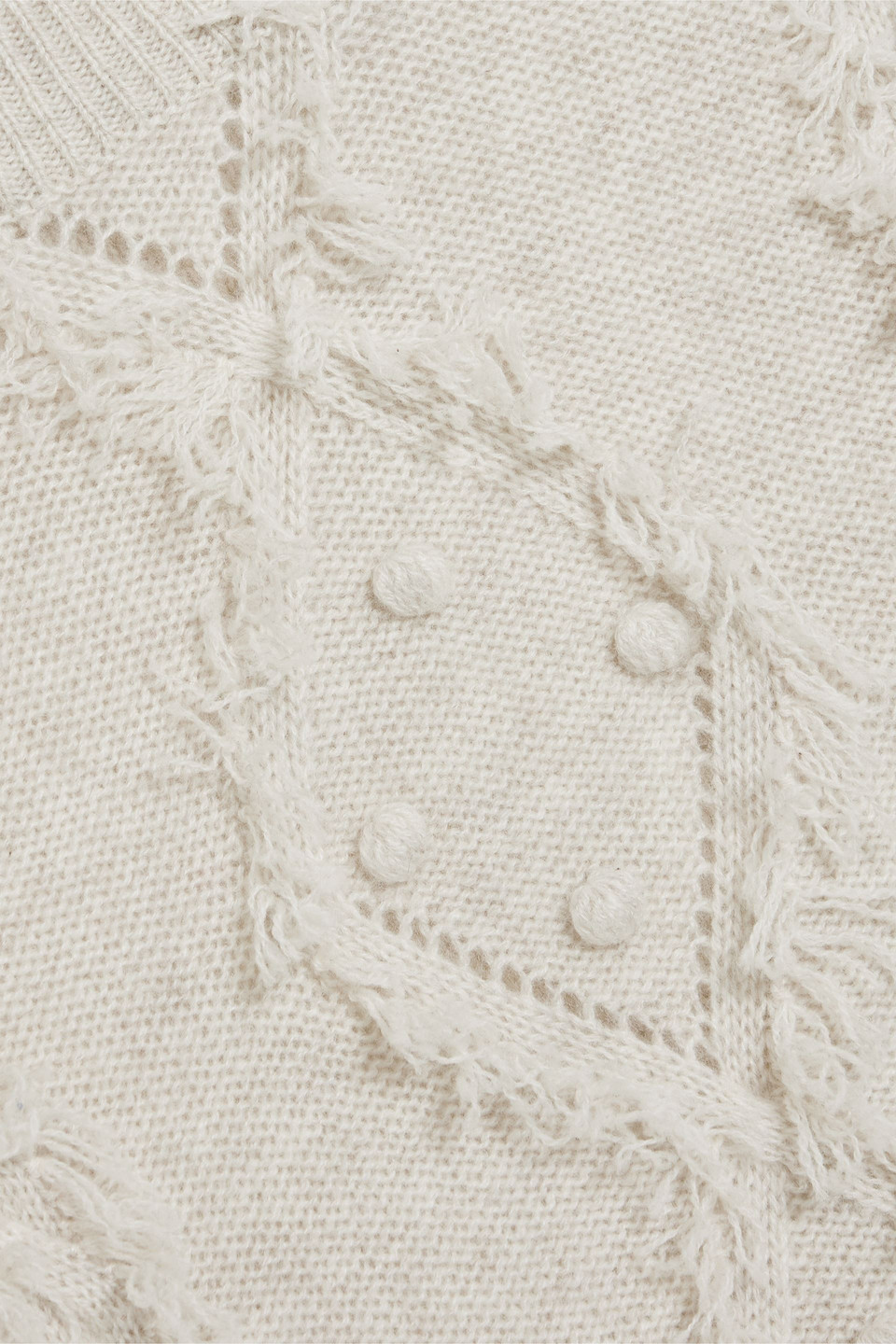 Autumn Cashmere Embellished Cable-knit Cashmere Sweater In Ecru