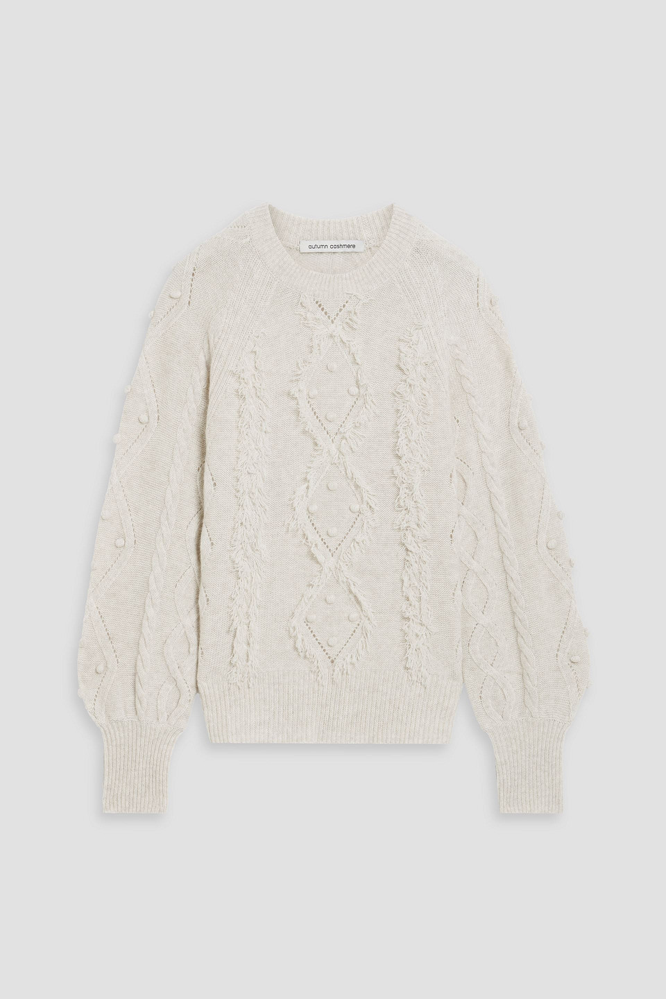 Autumn Cashmere Embellished Cable-knit Cashmere Sweater In Ecru