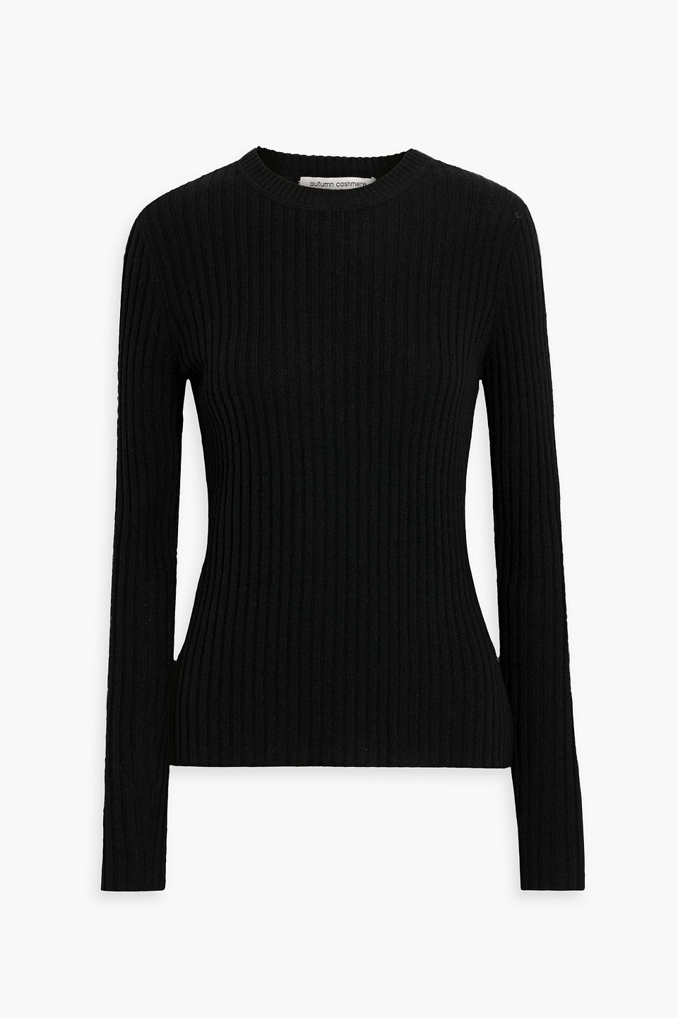 autumn cashmere - ribbed cashmere sweater - black - l