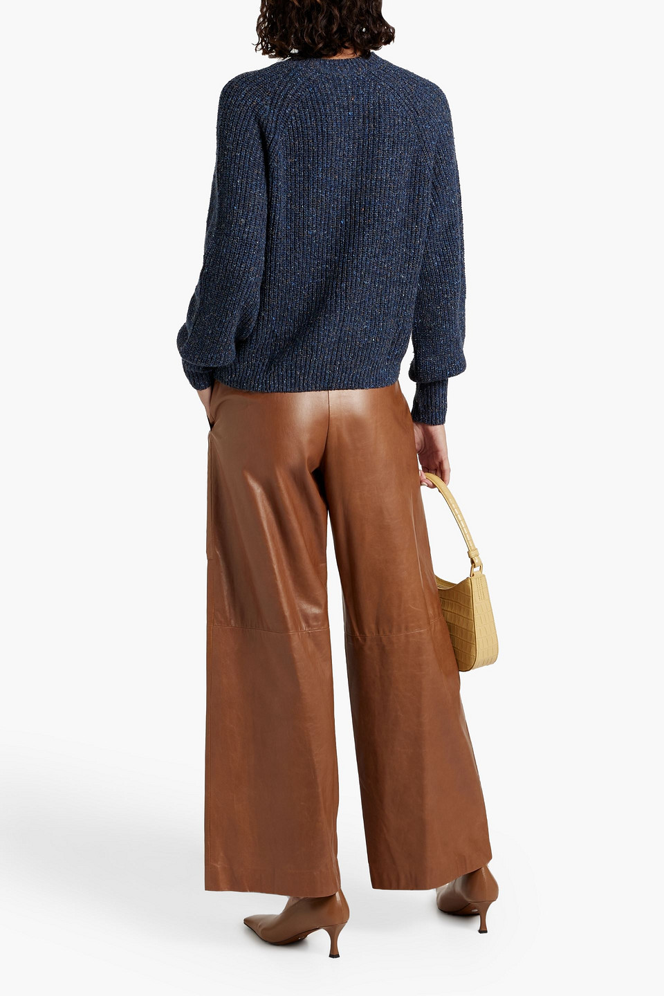 Autumn Cashmere Donegal Ribbed-knit Sweater In Navy