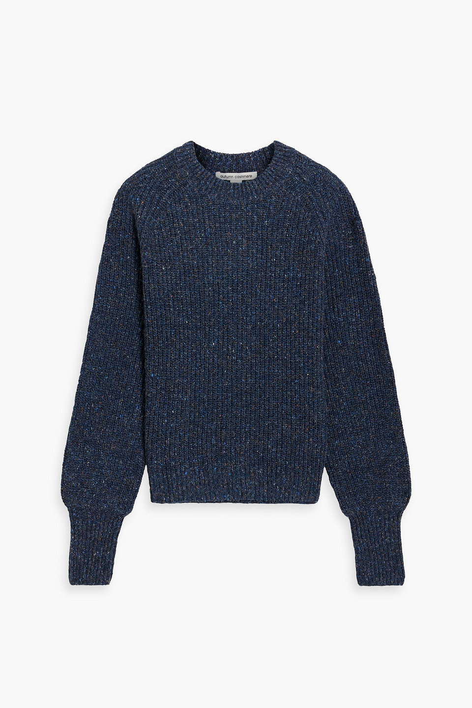 Autumn Cashmere Donegal Ribbed-knit Sweater In Navy