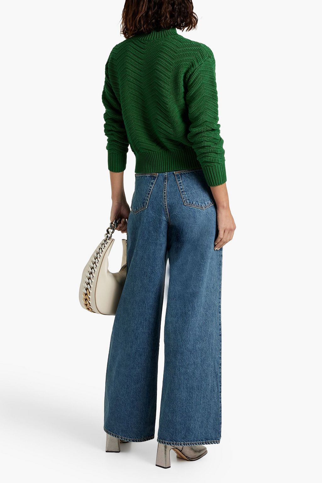 SLVRLAKE Taylor frayed high-rise wide-leg  jeans